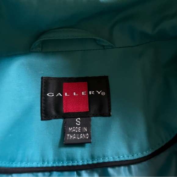 Gallery Raincoat Jacket Coat Women's Teal Blue Utility Buttons Size Small - Picture 9 of 11